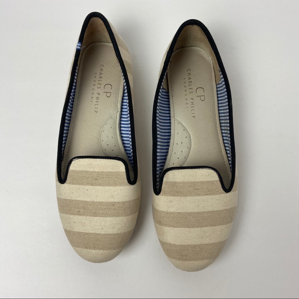 Charles Philip Shanghai Striped Flats Womens 7